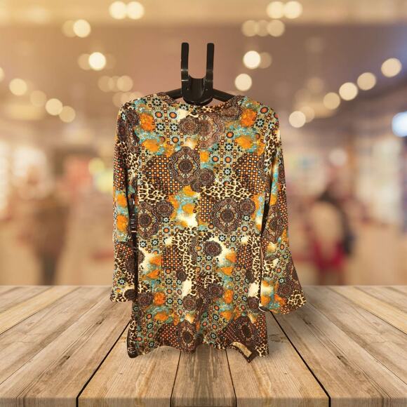 ๐ WinWin Flare Hem Boho Tunic Top โ Size L/XL - Picture 2 of 6